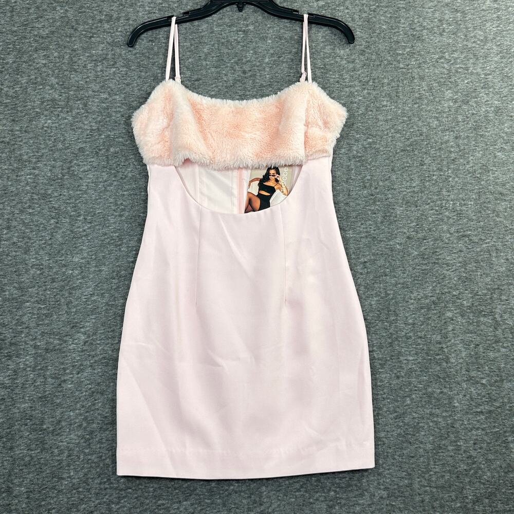 Naked Wardrobe Mini Dress Powder Pink Size Small Cut Out Fuzzy NEW